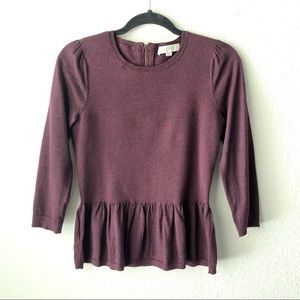 Ann Taylor Puff Shoulder Peplum Hem Sweater